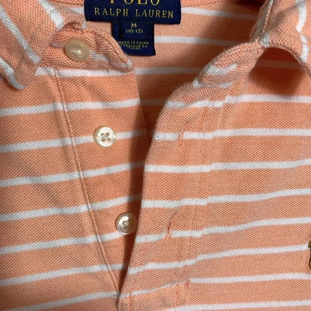 Polo Ralph Lauren Kids Medium Colored Pony Logo golf peach striped collared